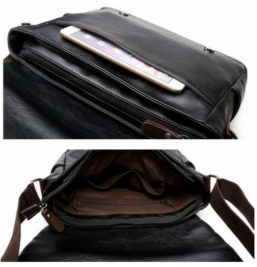 Black Leather 15 inch Laptop Bag