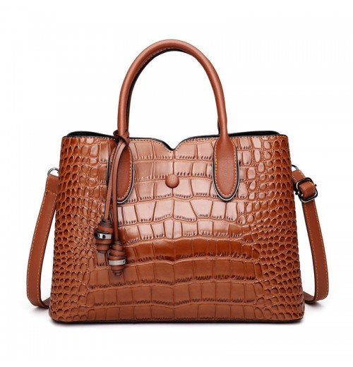 Croc Embossed Leather Tote