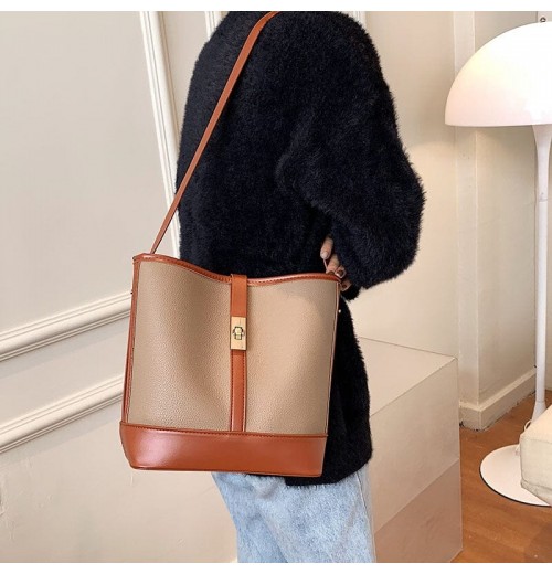 Two Tone Leather Tote Bag