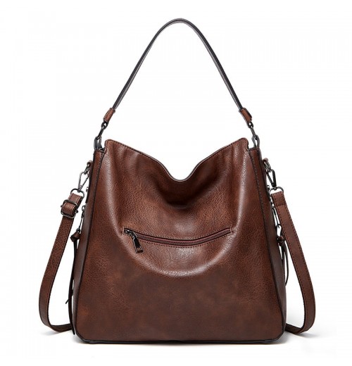 Zip Top Leather Tote Bag