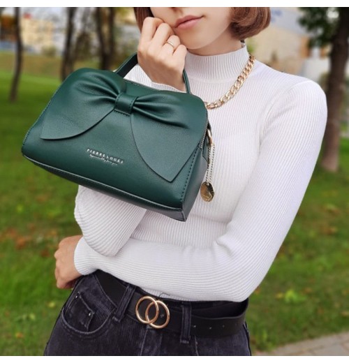 Leather Bag With Bow On Front