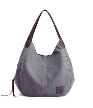 Leather Handle Canvas Tote Bag