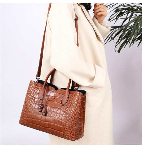 Croc Embossed Leather Tote