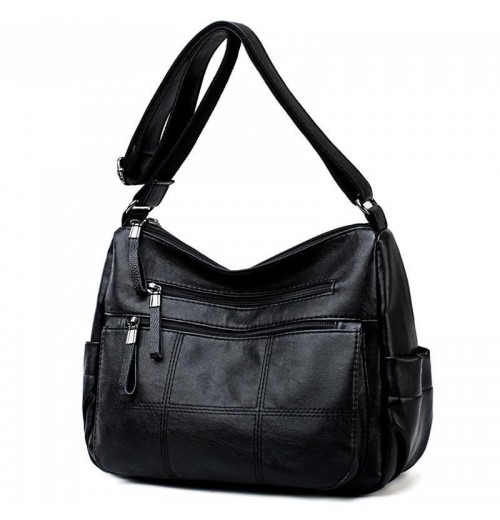 Faux Leather Tote Bag With Zipper