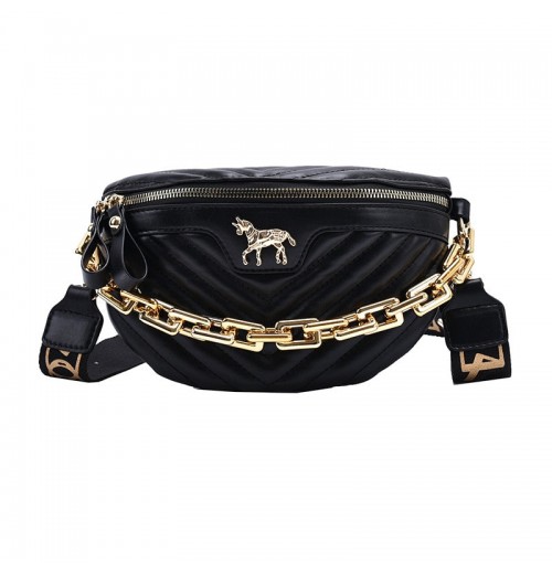 Leather Fanny Pack With Chain